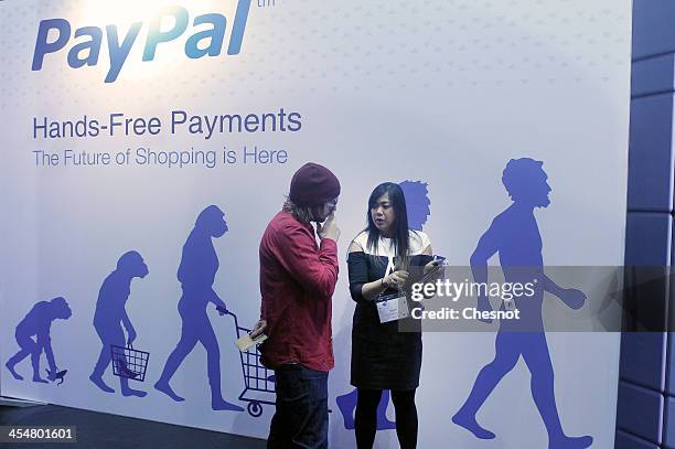 General ambiance at the PayPal stand during 'LeWeb 2013' conference on December 10, 2013 in Saint-Denis, France. Le Web is Europe's largest tech...