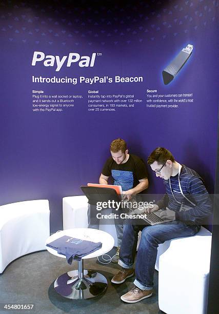 General ambiance at the PayPal stand during 'LeWeb 2013' conference on December 10, 2013 in Saint-Denis, France. Le Web is Europe's largest tech...