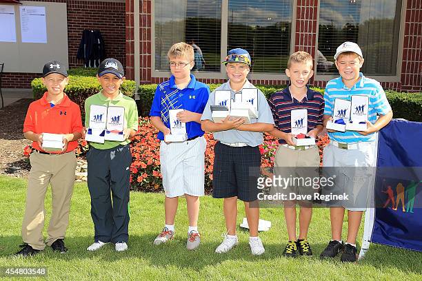 Winners of the boys 7-9 year old age group are Ethan Kasler, Troy Watson, Jeffrey R Stalcup, Pj Maybank, Drew Miller and Jack Vojtko during the...