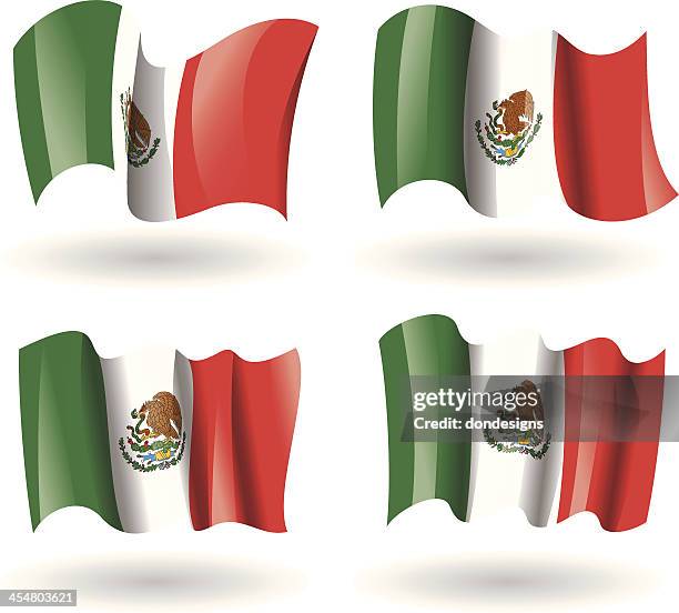 mexico flag waving set - golden eagle stock illustrations