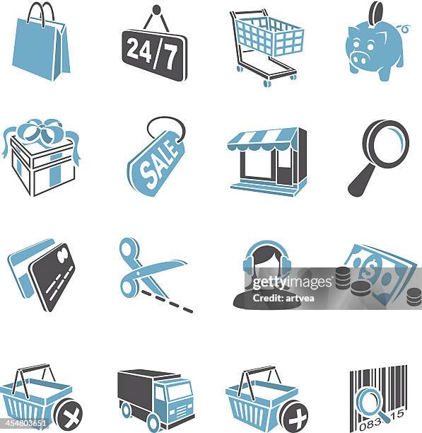 3d shopping icon set - credit card reader isolated stock illustrations