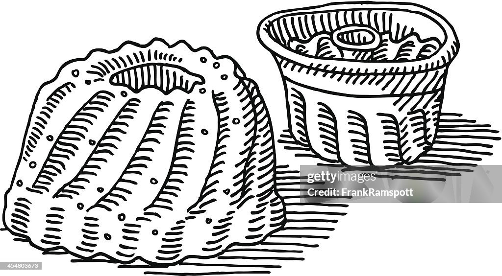Gugelhupf Cake Baking Pan Drawing