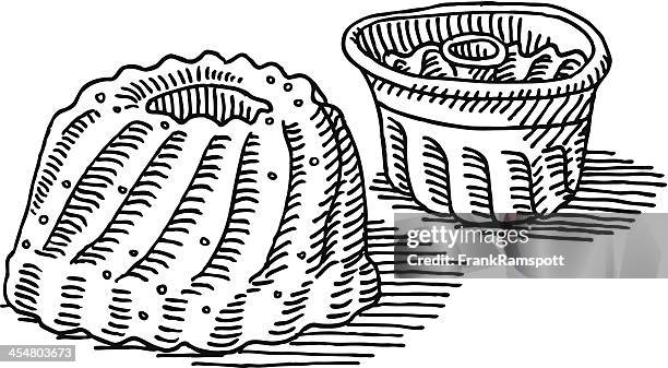 gugelhupf cake baking pan drawing - kugelhupf stock illustrations