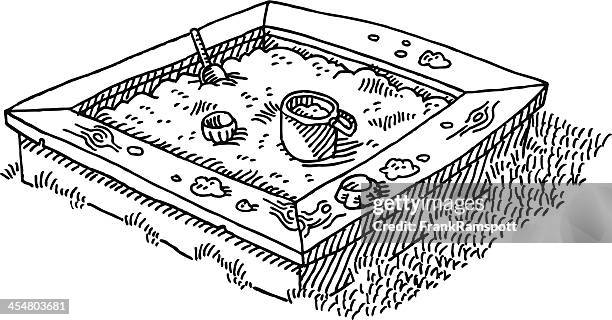 sandkasten spielplatz zeichnung - sandkasten stock-grafiken, -clipart, -cartoons und -symbole