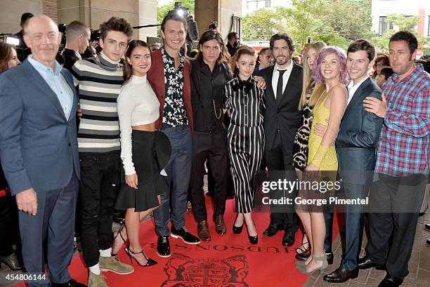 Actors J.K. Simmons, Timothee Chalamet, Katherine C. Hughes, Ansel Elgort, Will Peltz, Kaitlyn Dever, co-writer/director/producer Jason Reitman,...