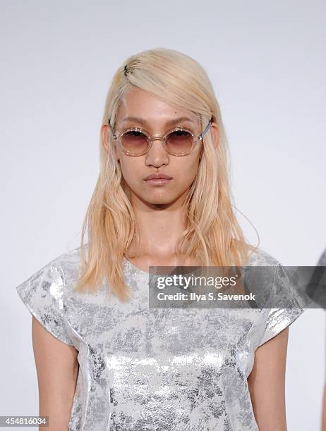 Model poses at the Zoe Jordan fashion show during MADE Fashion Week Spring 2015 at Milk Studios on September 6, 2014 in New York City.