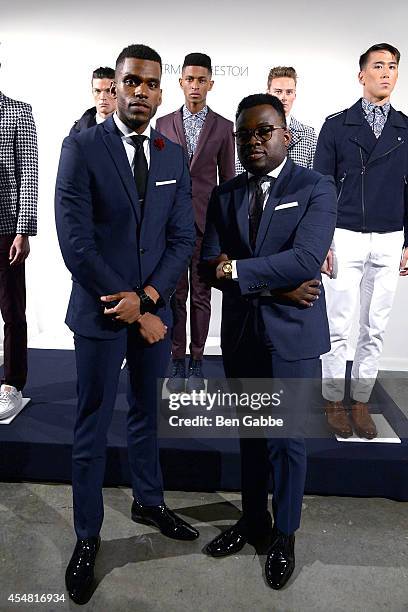 Designers Sherman Joseph and Preston Williams attend the Sherman Preston Presentation during Mercedes-Benz Fashion Week Spring 2015 at the Curator...