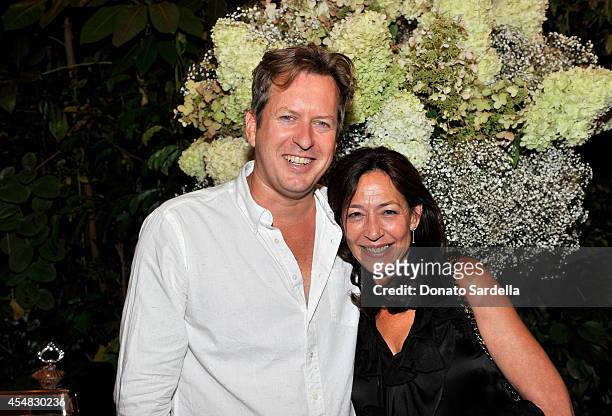 Artist Doug Aitken and owner of Regen Project Shaun Caley Regen attend the Doug Aitken Still Life Opening Reception and Dinner at Chateau Marmont on...