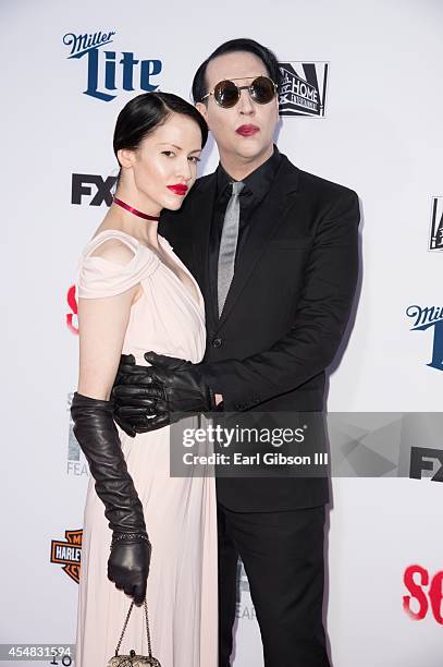 Lindsay Usich and musician Marilyn Manson attends FX's "Sons Of Anarchy" Premiere at TCL Chinese Theatre on September 6, 2014 in Hollywood,...