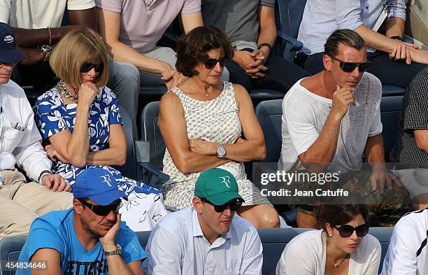 Anna Wintour, Lynette Federer, Gavin Rossdale attend the men's semi finals on Day 13 of the 2014 US Open at USTA Billie Jean King National Tennis...