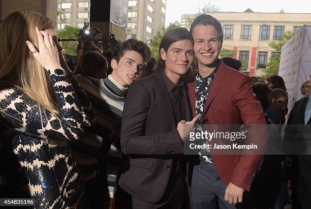 Actors Timothée Chalamet,Will Peltz and Ansel Elgort attend the Gala Screening of Paramount Pictures' "MEN, WOMEN,& CHILDREN" during the 2014 Toronto...