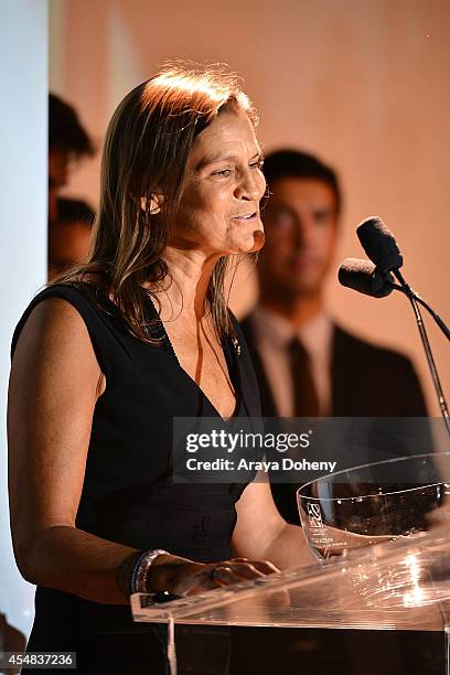 Aileen Getty attends the Project Angel Food's 25th Anniversary Angel Awards 2014, honoring Aileen Getty with the Inaugural Elizabeth Taylor...