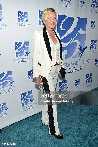 Sharon Stone attends the Project Angel Food's 25th Anniversary Angel Awards 2014, honoring Aileen Getty with the Inaugural Elizabeth Taylor...