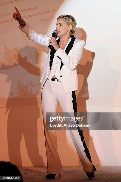 Sharon Stone attends the Project Angel Food's 25th Anniversary Angel Awards 2014, honoring Aileen Getty with the Inaugural Elizabeth Taylor...