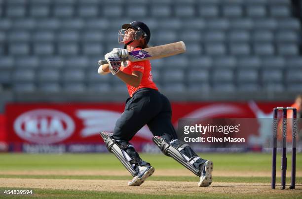 Lauren Winfield of England in action batting during the NatWest Women's International T20 match between Engalnd Women and South Africa Women at...