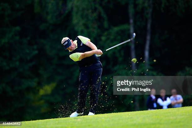 Colin Montgomerie of Scotland in action during the second round of the Russian Open Golf Championship played at Moscow Country Club and Golf Resort...