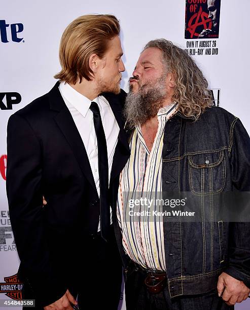 Actors Charlie Hunnam and Mark Boone Junior arrive at the season 7 premiere screening of FX's "Sons of Anarchy" at the Chinese Theatre on September...