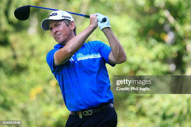 Rick Gibson of Canada in action during the second round of the Russian Open Golf Championship played at Moscow Country Club and Golf Resort on...