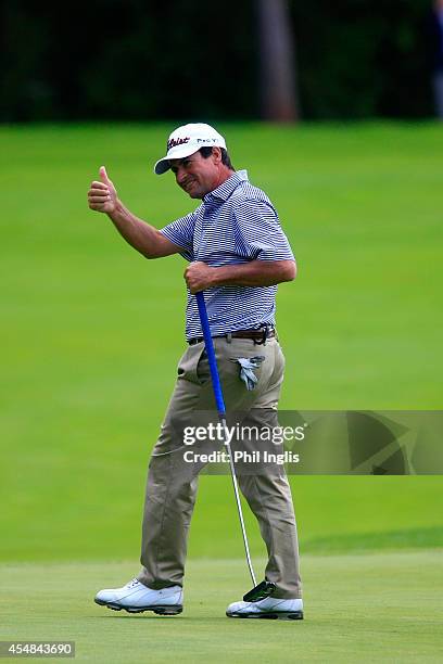 Miguel Angel Martin of Spain in action during the final round of the Russian Open Golf Championship played at Moscow Country Club and Golf Resort on...