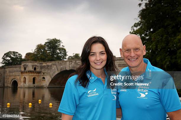 Duncan Goodhew and Keri Anne Payne during the British Gas SwimBritain event at Blenheim Palace on September 7, 2014 in Woodstock, England.