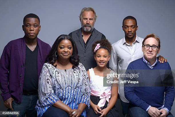 Actor Mpho Koaho, actress Octavia Spencer, actor Kevin Costner, Jillian Estell, actor Anthony Mackie and director Mike Binder of "Black and White"...