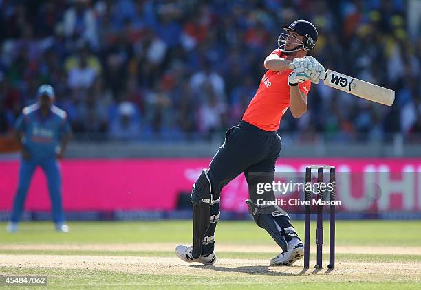 Alex Hales of England in action batting during the NatWest International T20 2014 match between England and India at Edgbaston on September 7, 2014...