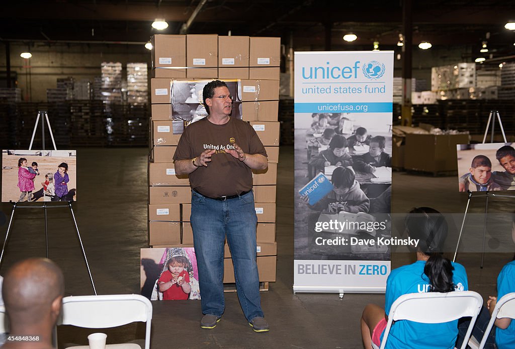 Emma Ferrer, Audrey Hepburn's Granddaughter, Joins UNICEF And UPS Volunteers In Packing Thousands Of Winter Survival Kits For Syrian Children In Edison, NJ