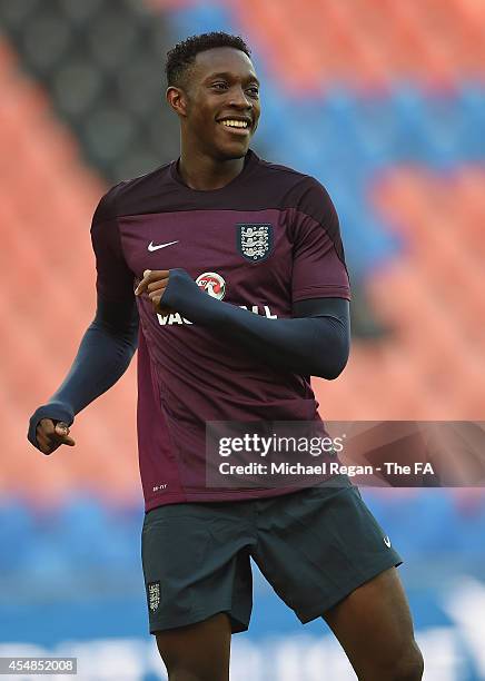 Danny Welbeck looks on during the England training session at St. Jakob-Park on September 7, 2014 in Basel, Basel-Stadt.