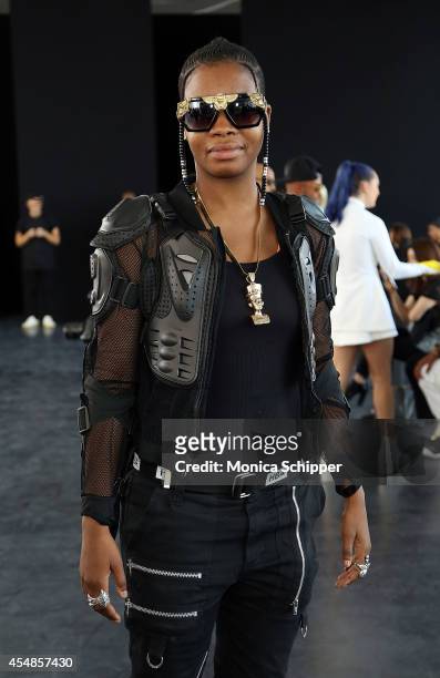 Musician Calore attends the Hood By Air fashion show during Mercedes-Benz Fashion Week Spring 2015 at Spring Studios on September 7, 2014 in New York...