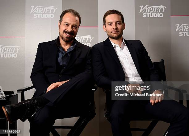 Director Edward Zwick and actor Tobey Maguire attend the Variety Studio presented by Moroccanoil at Holt Renfrew during the 2014 Toronto...