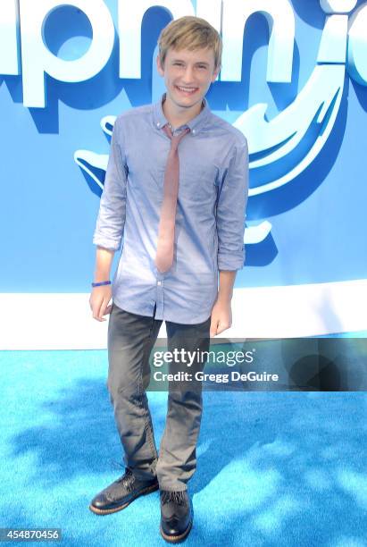 Actor Nathan Gamble arrives at the Los Angeles premiere of "Dolphin Tale 2" at Regency Village Theatre on September 7, 2014 in Westwood, California.