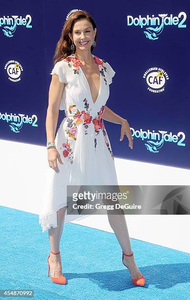 Actress Ashley Judd arrives at the Los Angeles premiere of "Dolphin Tale 2" at Regency Village Theatre on September 7, 2014 in Westwood, California.