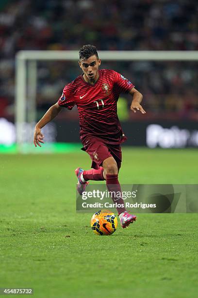 Portugal's forward Ricardo Horta during the EURO 2016 qualification match between Portugal and Albania at Estadio de Aveiro on September 7, 2014 in...