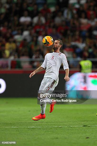 Albania midfielder Ermir Lenjani during the EURO 2016 qualification match between Portugal and Albania at Estadio de Aveiro on September 7, 2014 in...