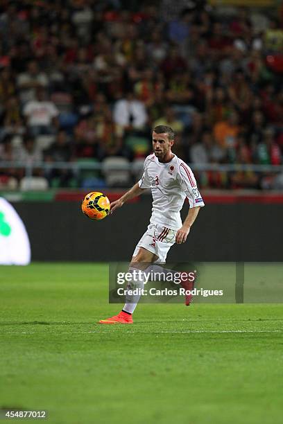 Albania midfielder Ermir Lenjani during the EURO 2016 qualification match between Portugal and Albania at Estadio de Aveiro on September 7, 2014 in...