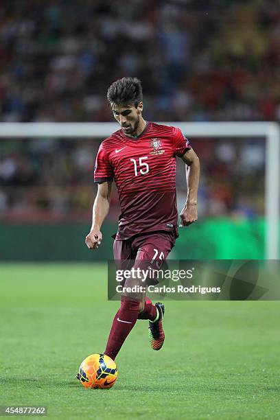 Portugal midfielder Andre Gomes during the EURO 2016 qualification match between Portugal and Albania at Estadio de Aveiro on September 7, 2014 in...