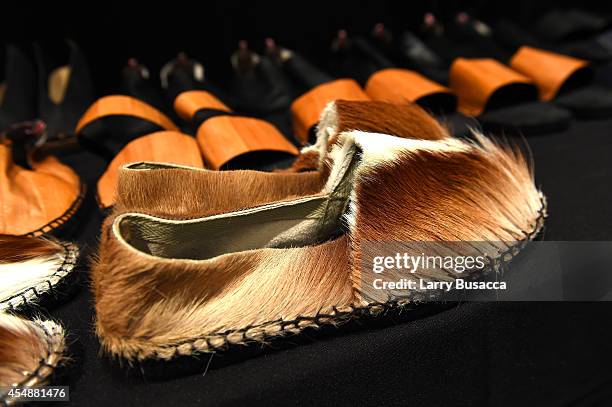 Details backstage at the Etxeberria fashion show during Mercedes-Benz Fashion Week Spring 2015 at The Pavilion at Lincoln Center on September 7, 2014...