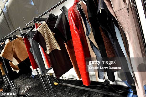 Details backstage at the Etxeberria fashion show during Mercedes-Benz Fashion Week Spring 2015 at The Pavilion at Lincoln Center on September 7, 2014...