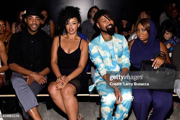 Guest Andre, singer Elle Varner, stylist Ty Hunter, and Claire Sulmers attend the Etxeberria fashion show during Mercedes-Benz Fashion Week Spring...