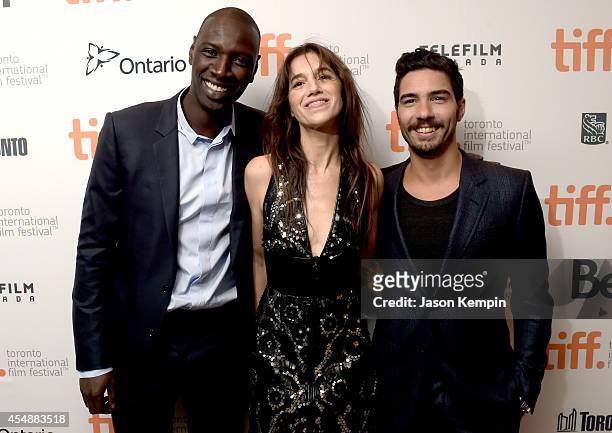 Actors Omar Sy, Charlotte Gainsbourg and Tahar Rahim attend the "Samba" premiere during the 2014 Toronto International Film Festival at Roy Thomson...