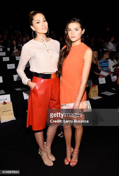 Miss Universe Gabriela Isler and Miss Teen USA K. Lee Graham attend the Vivienne Tam fashion show during Mercedes-Benz Fashion Week Spring 2015 at...