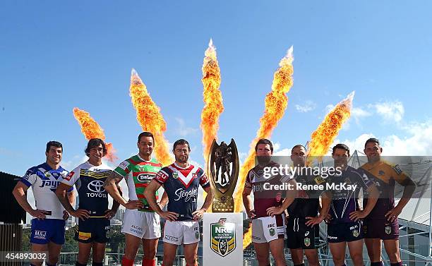 Michael Ennis, Johnathan Thurston, John Sutton, Anthony Minichiello, Jamie Lyon, Jamie Soward, Cooper Cronk and Corey Parker pose for a photograph...