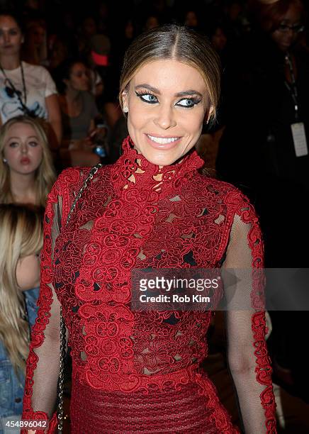 Carmen Electra attends Vivienne Tam during Mercedes-Benz Fashion Week Spring 2015 at The Theatre at Lincoln Center on September 7, 2014 in New York...