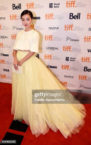 Actress Zhou Dongyu attends the "Breakup Buddies" premiere during the 2014 Toronto International Film Festival at Princess of Wales Theatre on...