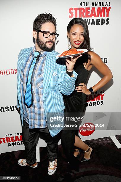 Internet personality Steve Zaragoza and actress Lucie Catillon attend the 4th Annual Streamy Awards presented by Coca-Cola on September 7, 2014 in...