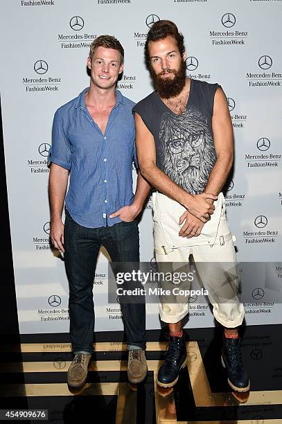 Brandon Jones and Phil Sullivan attend the Mercedes-Benz Lounge during Mercedes-Benz Fashion Week Spring 2015 at Lincoln Center on September 7, 2014...