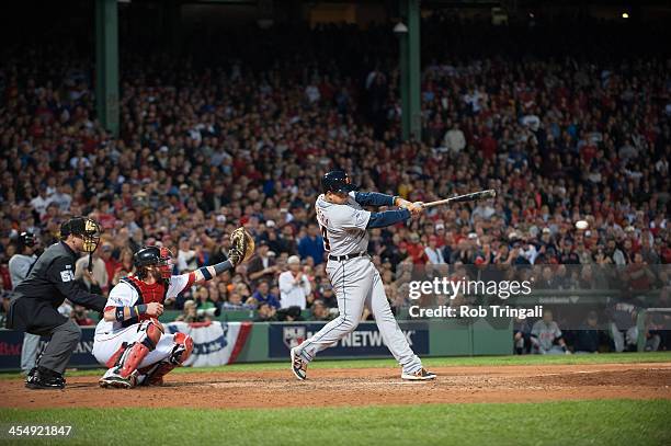 Miguel Cabrera of the Detroit Tigers bats against the Boston Red Sox during Game Six of the American League Championship Series on October 19, 2013...