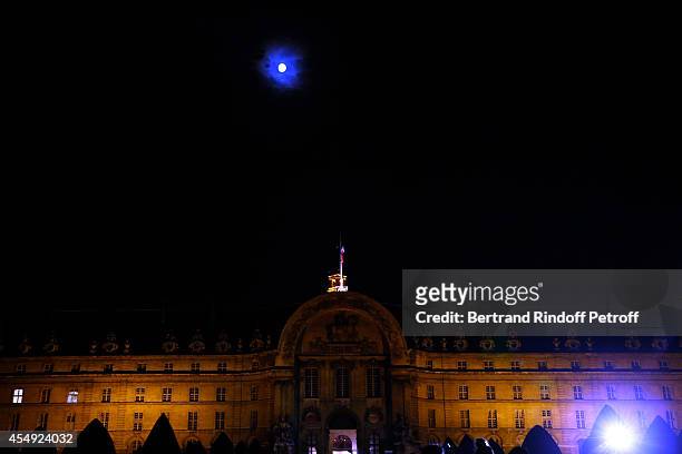 Illustration view of the Invalides under the moon during the 'Claude Lelouch en Musique ! Held at the Invalides in Paris on September 6, 2014 in...