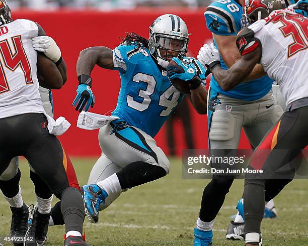 September 7: Runningback DeAngelo Williams of the Carolina Panthers on a running play during the game against the Tampa Bay Buccaneers at Raymond...