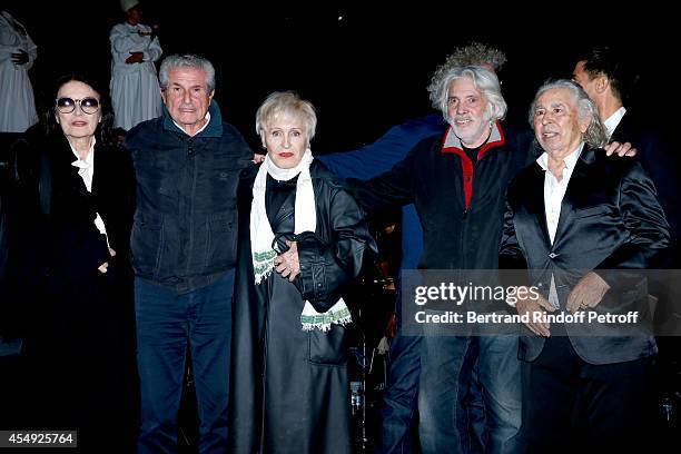 Actress Anouk Aimee, Director Claude Lelouch, Singer Nicole Croisille, Singer Pierre barouh and Composer of film music Francis Lai on stage at the...